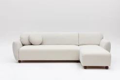 Canapé d'angle droit en tissu blanc 273x93x86cm Eddy - Home Design