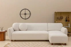 Canapé d'angle droit en tissu blanc 273x93x86cm Eddy - Home Design