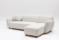 Canapé d'angle droit en tissu blanc 273x93x86cm Eddy - Home Design
