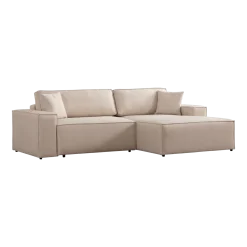 canapé d'angle droit en tissu écru 260x170x78cm Pirlo - Home Design