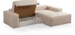 canapé d'angle droit en tissu écru 260x170x78cm Pirlo - Home Design