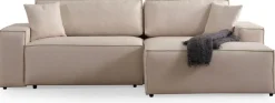 canapé d'angle droit en tissu écru 260x170x78cm Pirlo - Home Design