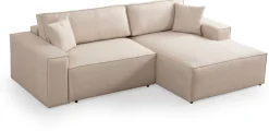 canapé d'angle droit en tissu écru 260x170x78cm Pirlo - Home Design