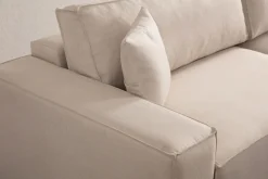 canapé d'angle droit en tissu écru 260x170x78cm Pirlo - Home Design