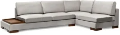 Canapé d'angle droit en tissu gris avec pouf 193x313x97cm Tulip corner - Home Design