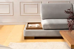 Canapé d'angle droit en tissu gris avec pouf 193x313x97cm Tulip corner - Home Design