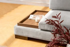 Canapé d'angle droit en tissu gris avec pouf 193x313x97cm Tulip corner - Home Design
