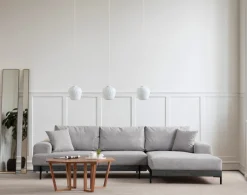 Canapé d'angle droit en tissu gris 280x98x78cm Eti - Home Design