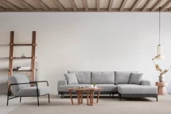 Canapé d'angle droit en tissu gris 280x98x78cm Eti - Home Design
