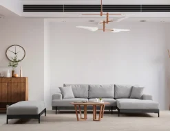 Canapé d'angle droit en tissu gris 280x98x78cm Eti - Home Design