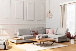 Canapé d'angle droit en tissu gris 193x313x97cm Tulip corner - Home Design