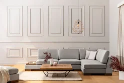 Canapé d'angle droit en tissu gris 193x313x97cm Tulip corner - Home Design