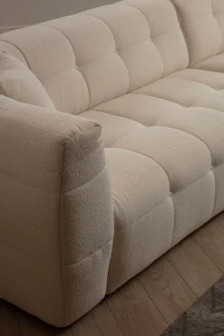 Canapé d'angle droit 3 places en tissu blanc 100x300x72cm Cady - Home Design
