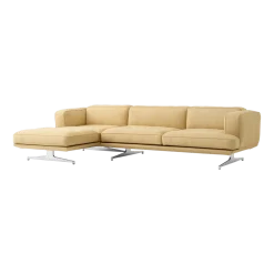 Canapé d'angle en tissu acca 0231 et pieds en aluminium poli 280cm Inland AV42 - &tradition