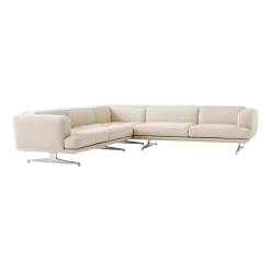 Canapé d'angle en tissu cifrado 221 et pieds en aluminium poli 280cm Inland AV41 - &tradition