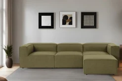 Canapé d'angle en tissu vert 185x296x66cm Fora - Home Design