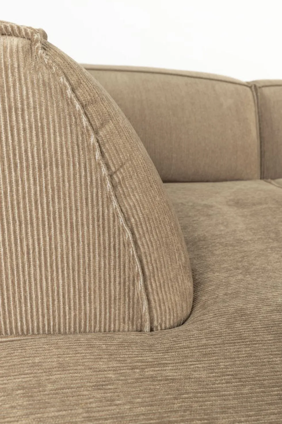 Canapé d'angle gauche en polyester côtelé caramel 308x188cm Fat Freddy - Zuiver