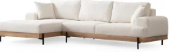 Canapé d'angle gauche en tissu blanc et bois 280x98x78cm Eti - Home Design