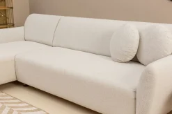 Canapé d'angle gauche en tissu blanc 273x93x86cm Eddy - Home Design