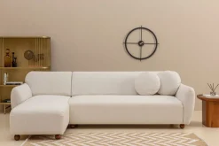Canapé d'angle gauche en tissu blanc 273x93x86cm Eddy - Home Design