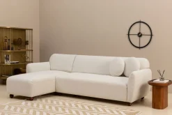Canapé d'angle gauche en tissu blanc 273x93x86cm Eddy - Home Design