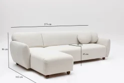 Canapé d'angle gauche en tissu blanc 273x93x86cm Eddy - Home Design