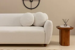 Canapé d'angle gauche en tissu blanc 273x93x86cm Eddy - Home Design