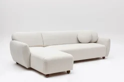 Canapé d'angle gauche en tissu blanc 273x93x86cm Eddy - Home Design