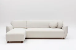 Canapé d'angle gauche en tissu blanc 273x93x86cm Eddy - Home Design