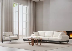 Canapé d'angle gauche en tissu blanc 280x98x78cm Eti - Home Design