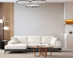 Canapé d'angle gauche en tissu blanc 280x98x78cm Eti - Home Design