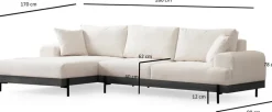 Canapé d'angle gauche en tissu blanc 280x98x78cm Eti - Home Design