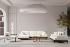Canapé d'angle gauche en tissu blanc 280x98x78cm Eti - Home Design