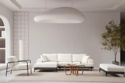 Canapé d'angle gauche en tissu blanc 280x98x78cm Eti - Home Design