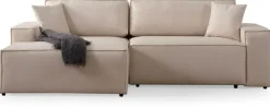 canapé d'angle gauche en tissu écru 260x170x78cm Pirlo - Home Design