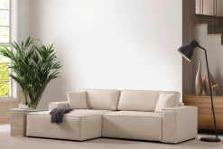 canapé d'angle gauche en tissu écru 260x170x78cm Pirlo - Home Design