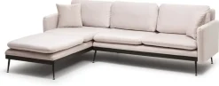 Canapé d'angle gauche en tissu écru 245x180x43cm Reya - Home Design