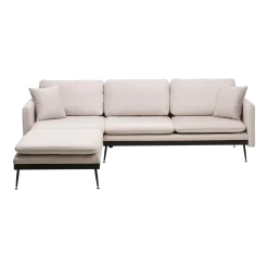 Canapé d'angle gauche en tissu écru 245x180x43cm Reya - Home Design