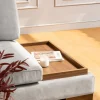 Canapé d'angle gauche en tissu gris avec pouf 193x313x97cm Tulip corner - Home Design
