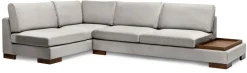 Canapé d'angle gauche en tissu gris avec pouf 193x313x97cm Tulip corner - Home Design