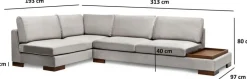 Canapé d'angle gauche en tissu gris avec pouf 193x313x97cm Tulip corner - Home Design