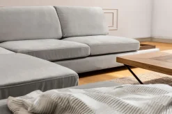 Canapé d'angle gauche en tissu gris avec pouf 193x313x97cm Tulip corner - Home Design