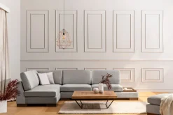 Canapé d'angle gauche en tissu gris avec pouf 193x313x97cm Tulip corner - Home Design