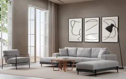 Canapé d'angle gauche en tissu gris 280x98x78cm Eti - Home Design