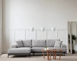 Canapé d'angle gauche en tissu gris 280x98x78cm Eti - Home Design
