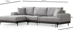 Canapé d'angle gauche en tissu gris 280x98x78cm Eti - Home Design