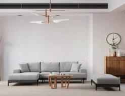 Canapé d'angle gauche en tissu gris 280x98x78cm Eti - Home Design