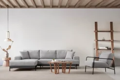 Canapé d'angle gauche en tissu gris 280x98x78cm Eti - Home Design