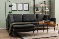 Canapé d'angle gauche en tissu gris 245x180x43cm Reya - Home Design