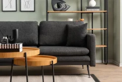 Canapé d'angle gauche en tissu gris 245x180x43cm Reya - Home Design